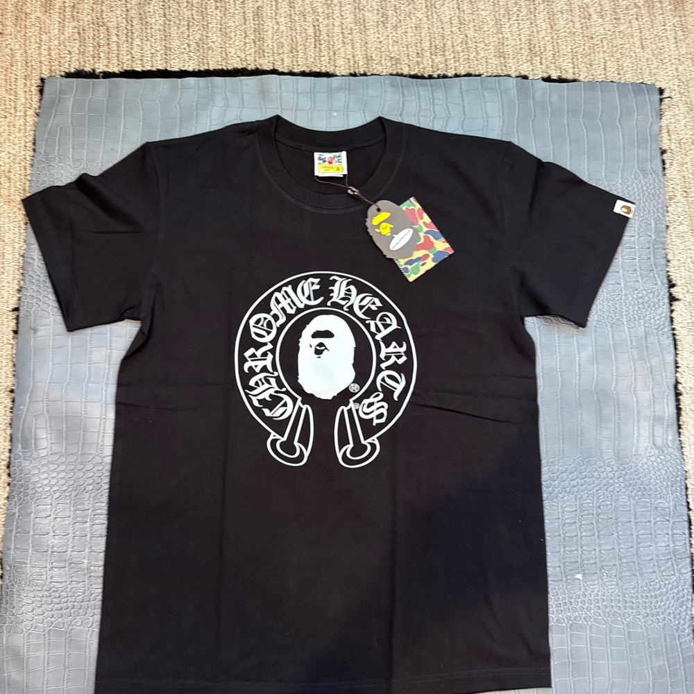 Bape Black Graphic Tee with White Design